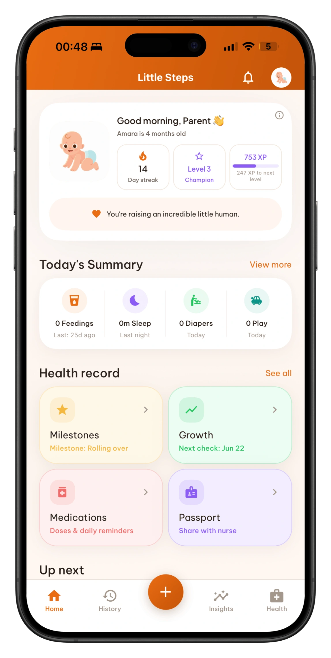 Village Tracker home dashboard in the Little Steps Africa app